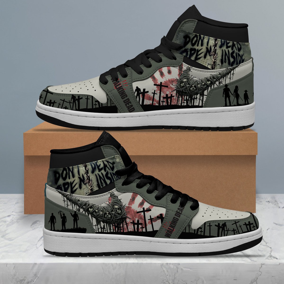 Ideafootwear The Walking Dead AJ1 High Sneakers Shoes For Men And Women 5