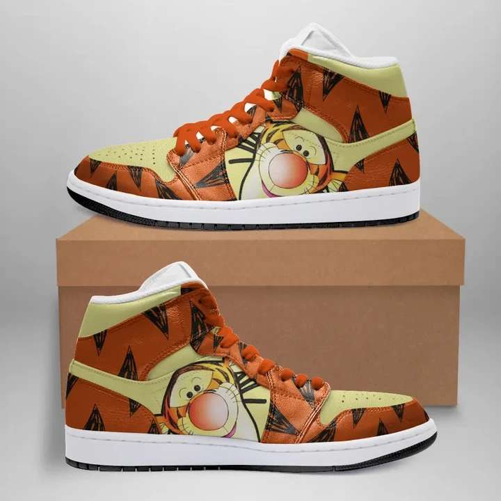 Ideafootwear Tigger Winnie The Pooh AJ1 High Sneakers Shoes For Men And Women 1