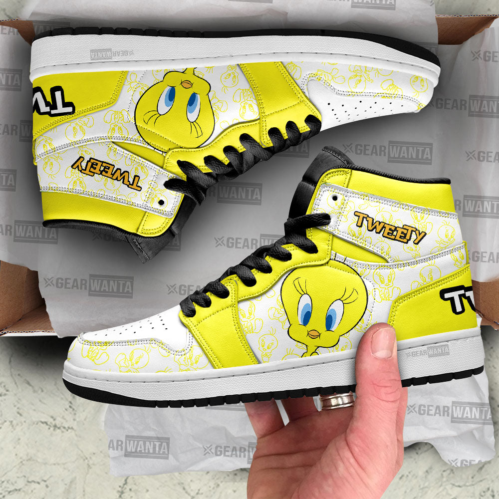 Ideafootwear Tweety AJ1 High Sneakers Shoes For Men And Women 1