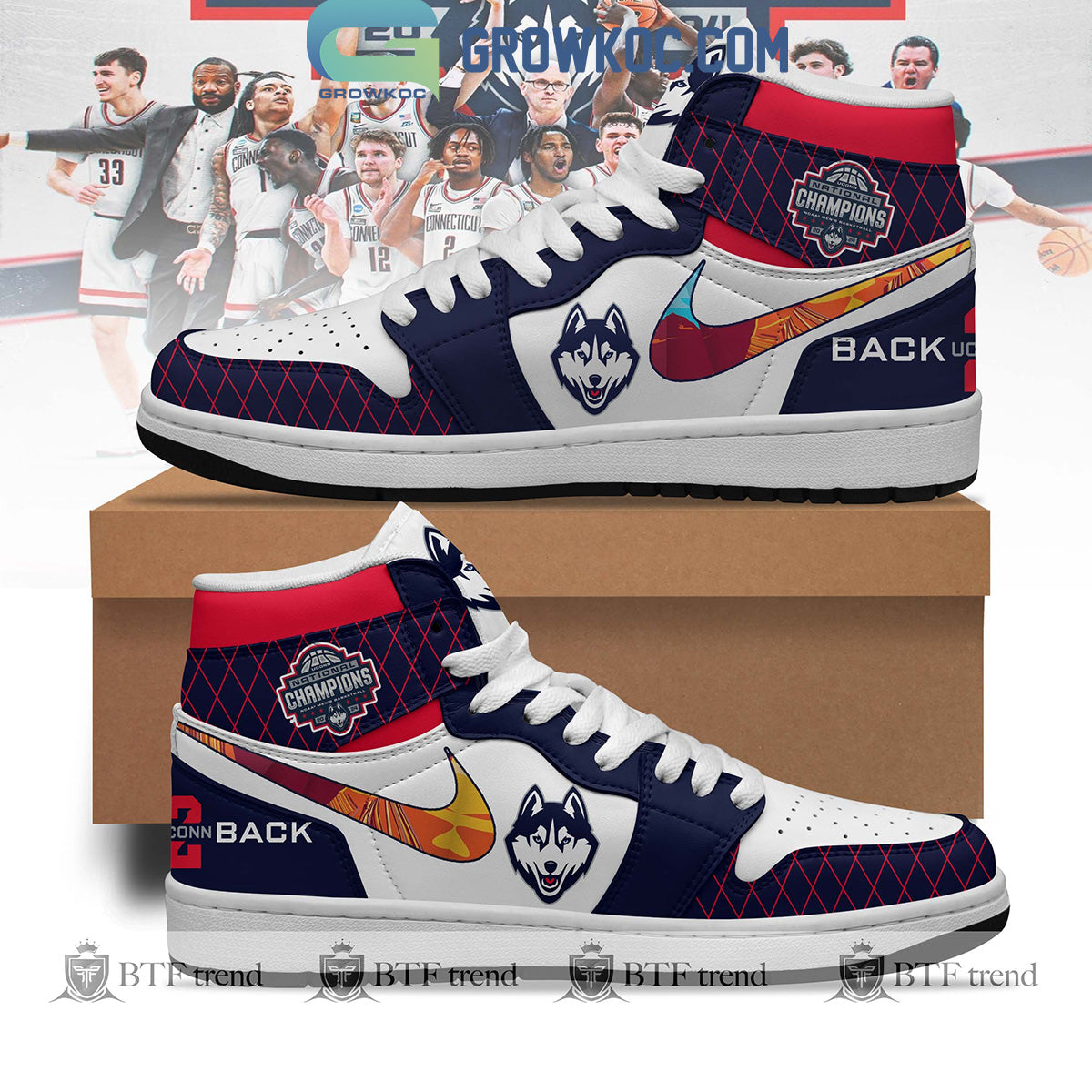 Ideafootwear Uconn Huskies AJ1 High Sneakers Shoes For Men And Women 1