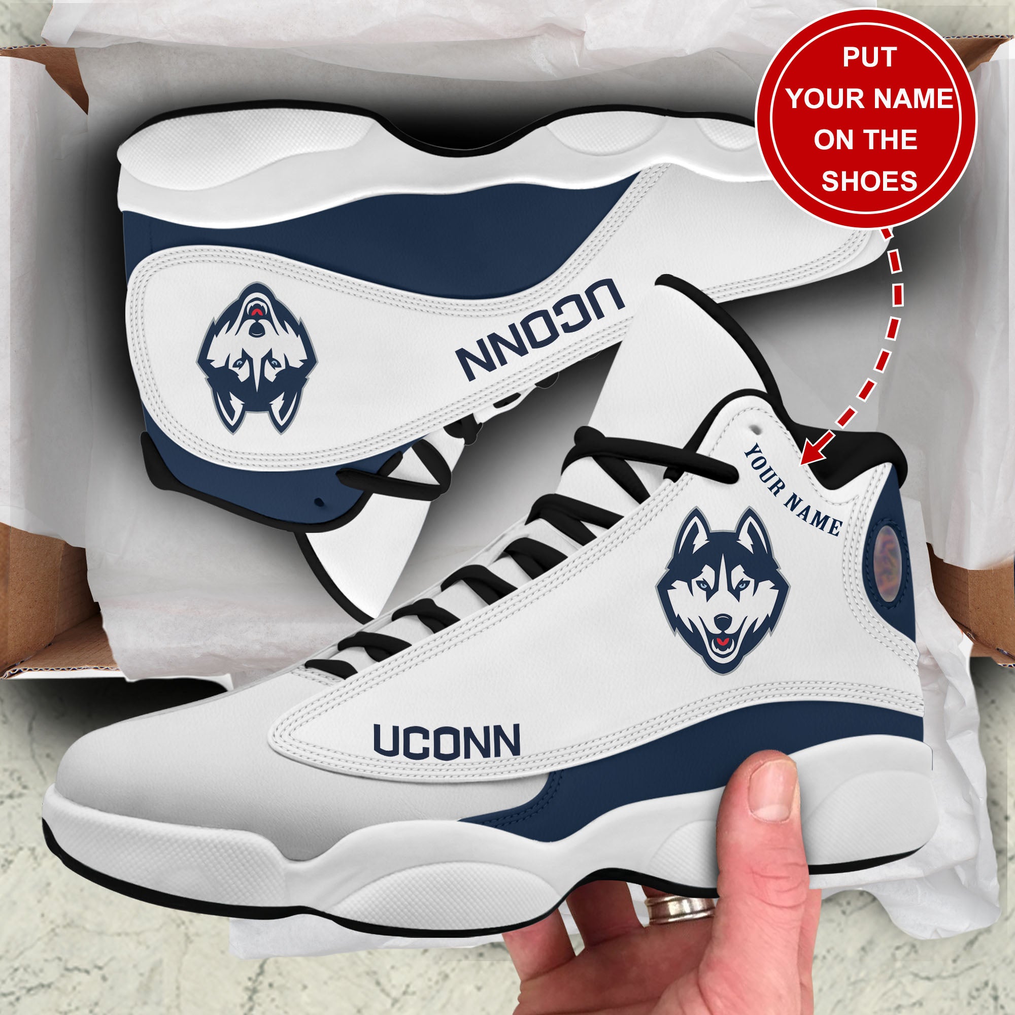 Ideafootwear UConn Huskies AJ13 Sneakers Shoes For Men And Women 1