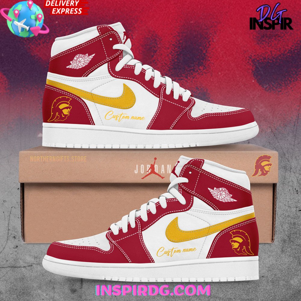 Ideafootwear USC Trojans AJ1 High Sneakers Shoes For Men And Women 1