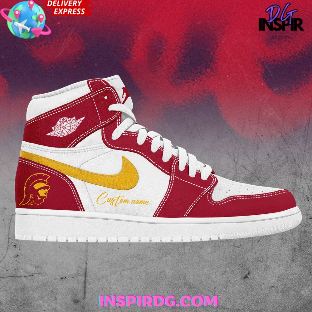 Ideafootwear USC Trojans AJ1 High Sneakers Shoes For Men And Women 1
