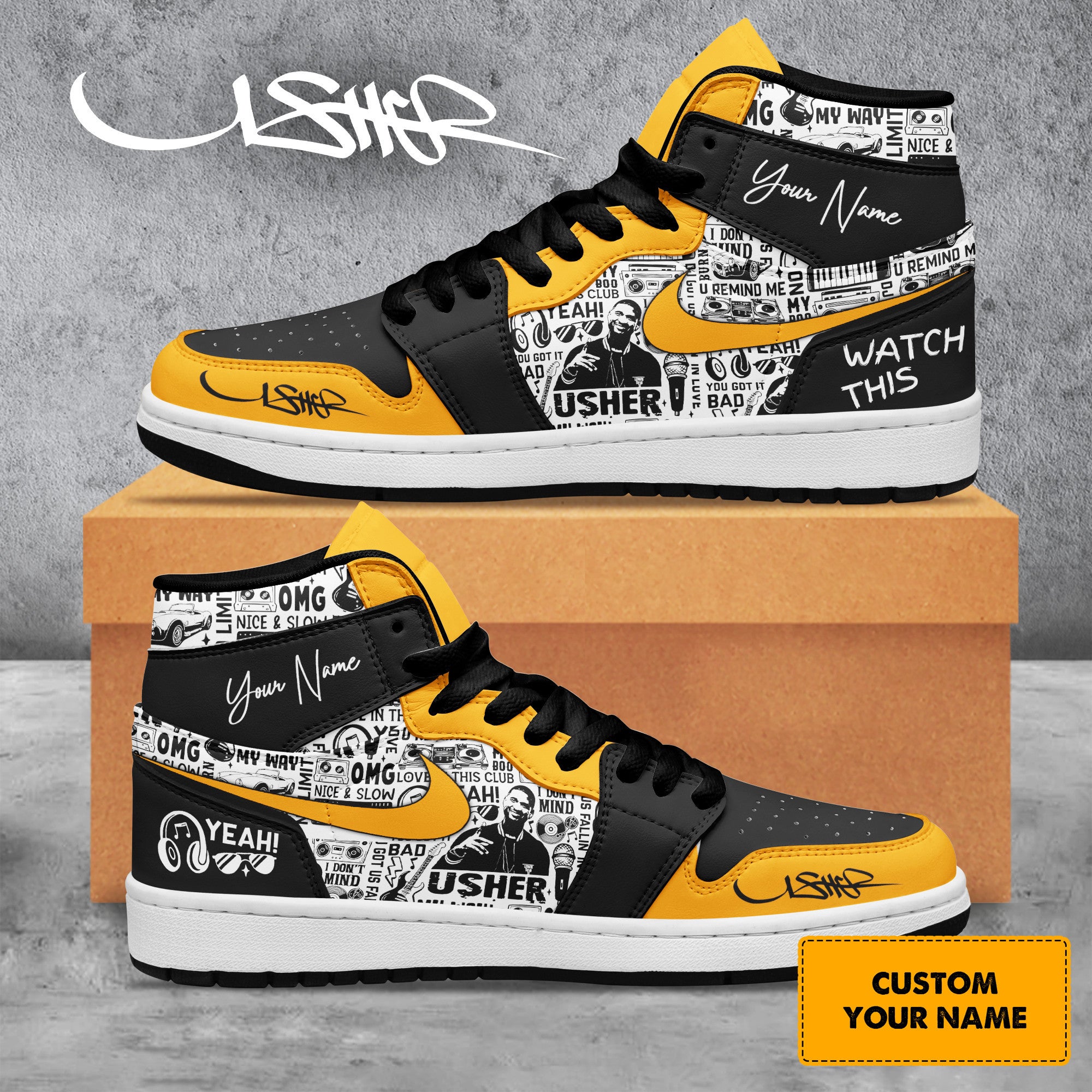 Ideafootwear Usher AJ1 High Sneakers Shoes For Men And Women 4