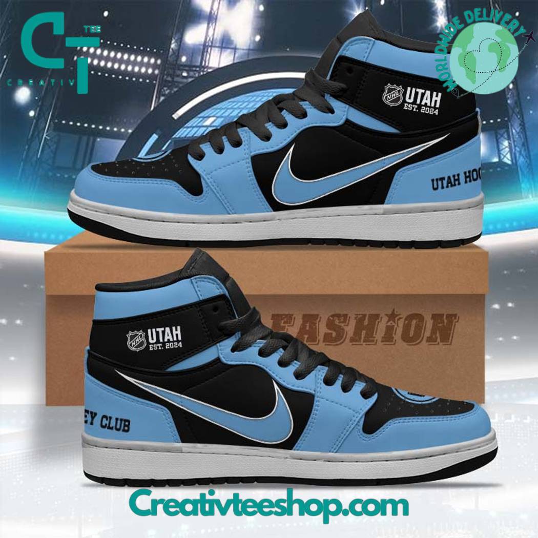 Ideafootwear Utah Hockey AJ1 High Sneakers Shoes For Men And Women 1