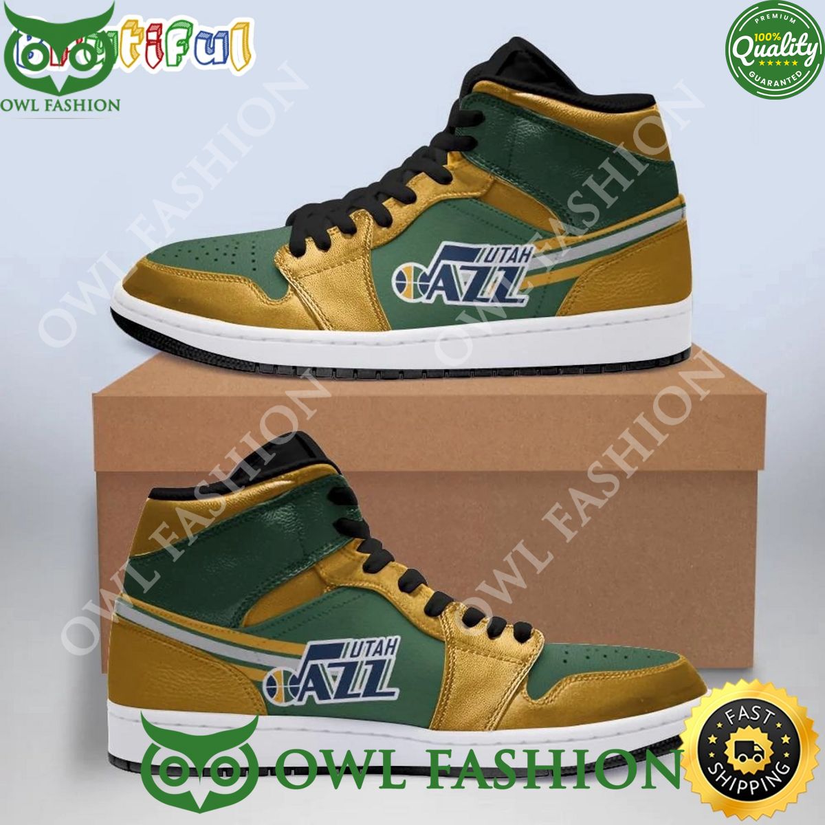 Ideafootwear Utah Jazz AJ1 High Sneakers Shoes For Men And Women 5