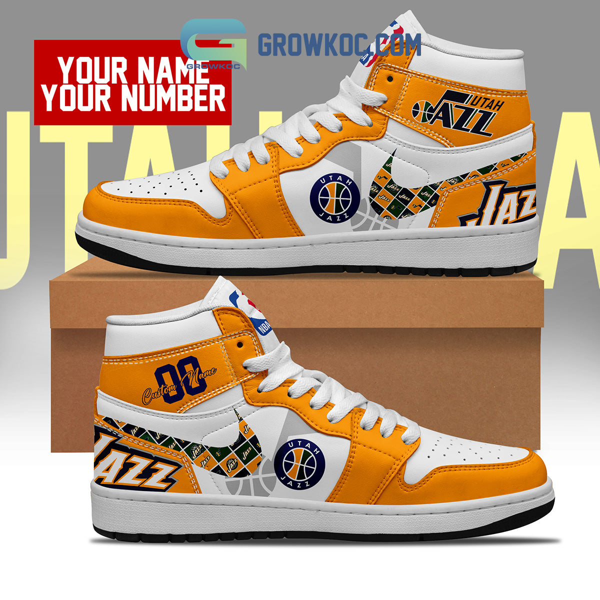 Ideafootwear Utah Jazz AJ1 High Sneakers Shoes For Men And Women 4