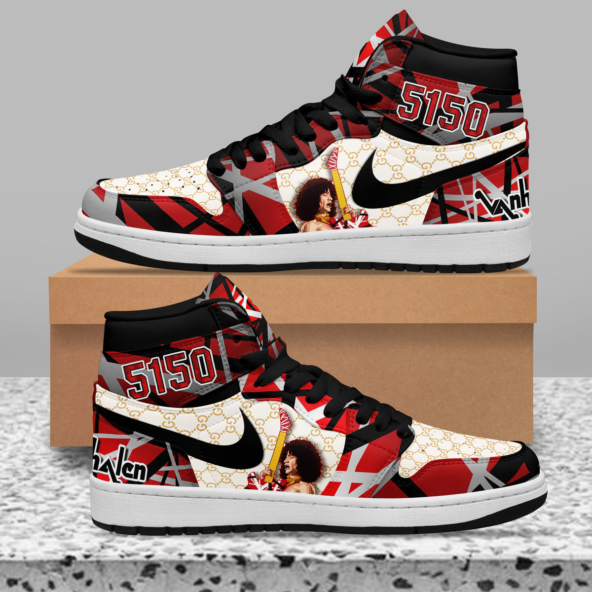 Ideafootwear Van Halen AJ1 High Sneakers Shoes For Men And Women 7