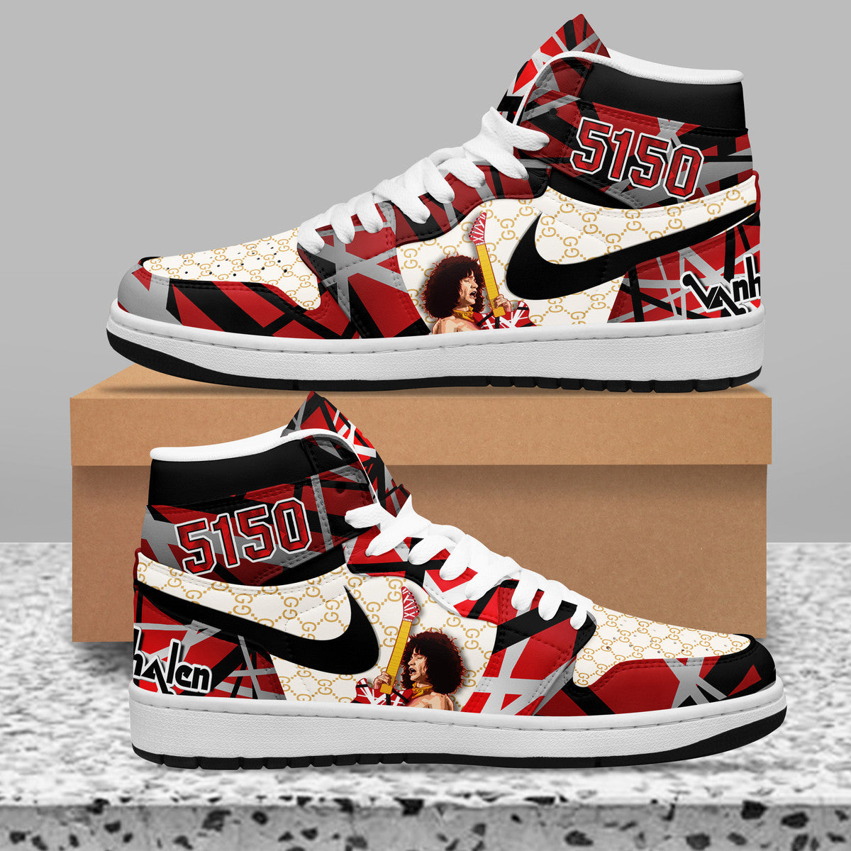 Ideafootwear Van Halen AJ1 High Sneakers Shoes For Men And Women 5