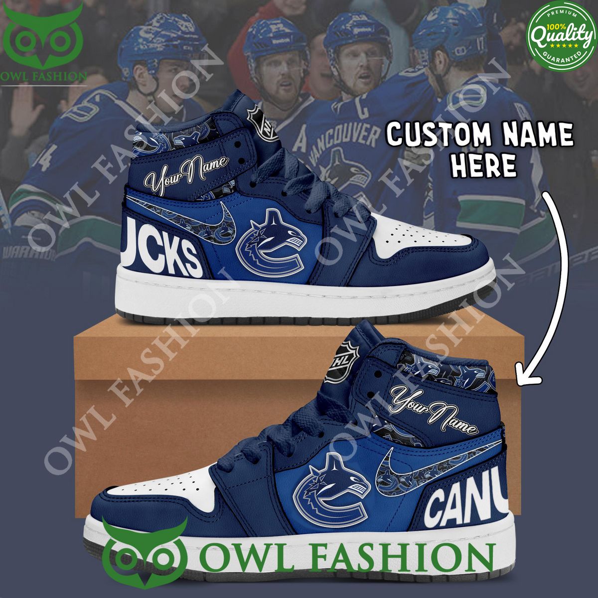 Ideafootwear Vancouver Canucks AJ1 High Sneakers Shoes For Men And Women 6