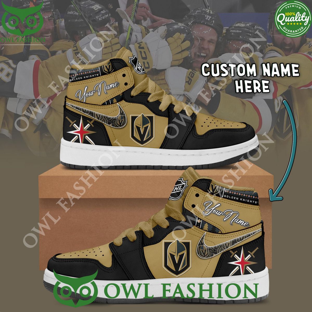 Ideafootwear Vegas Golden Knights AJ1 High Sneakers Shoes For Men And Women 13