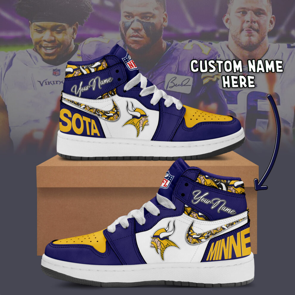 Ideafootwear Viking Minnesota AJ1 High Sneakers Shoes For Men And Women 1