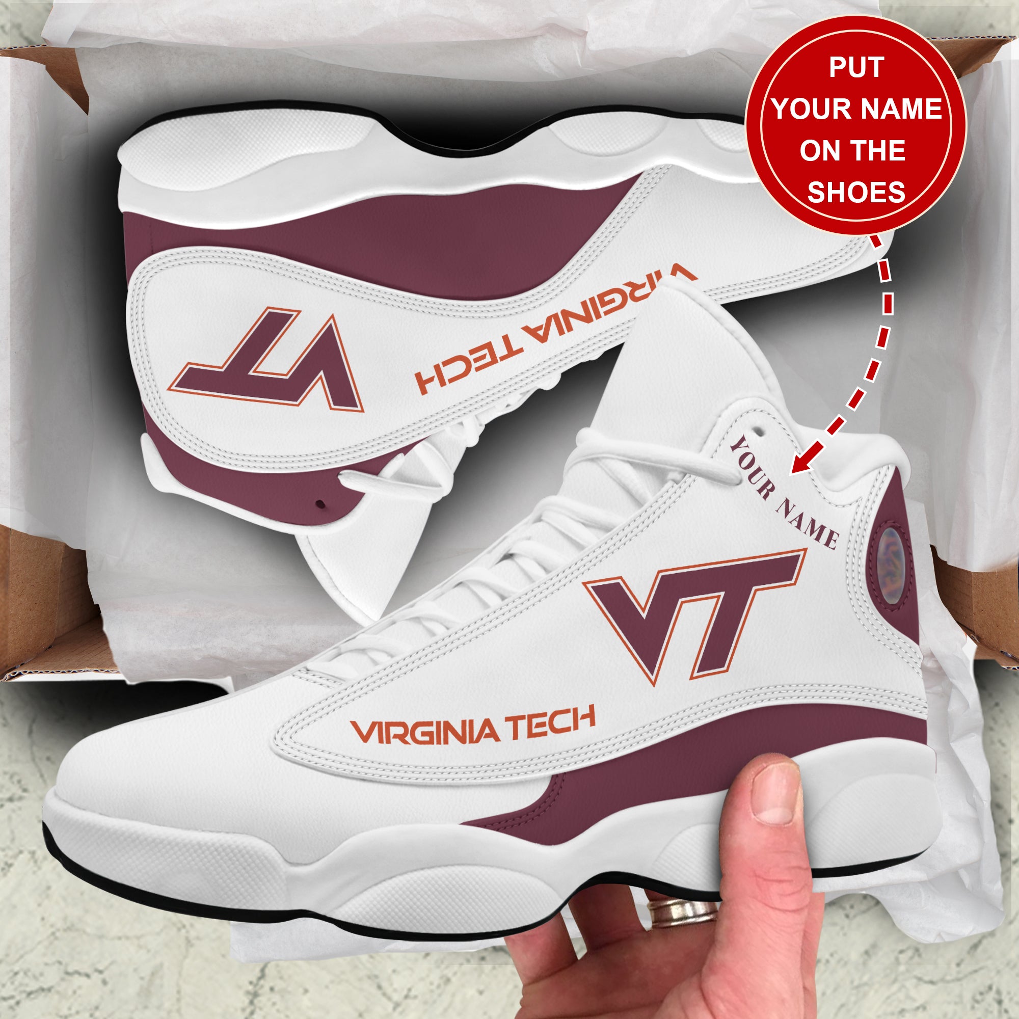 Ideafootwear Virginia Tech Hokies AJ13 Sneakers Shoes For Men And Women 1