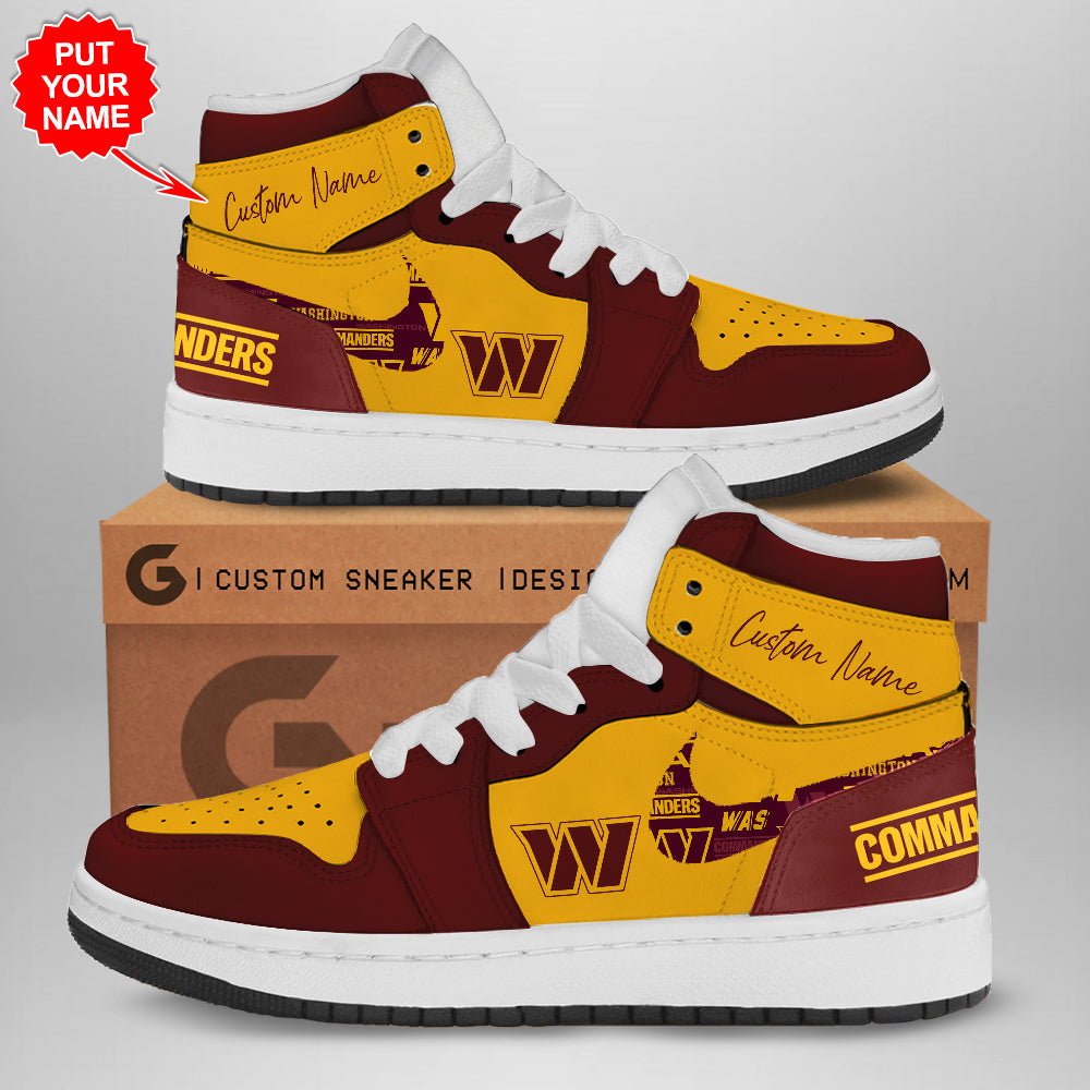 Ideafootwear Washington Commanders AJ1 High Sneakers Shoes For Men And Women 4