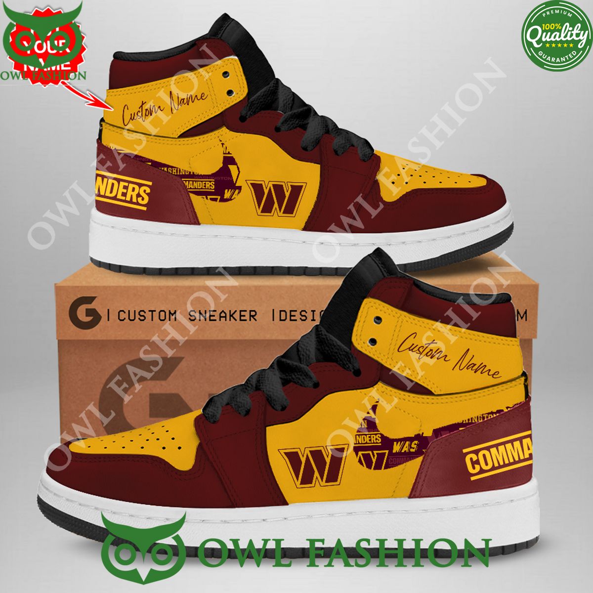 Ideafootwear Washington Commanders AJ1 High Sneakers Shoes For Men And Women 11