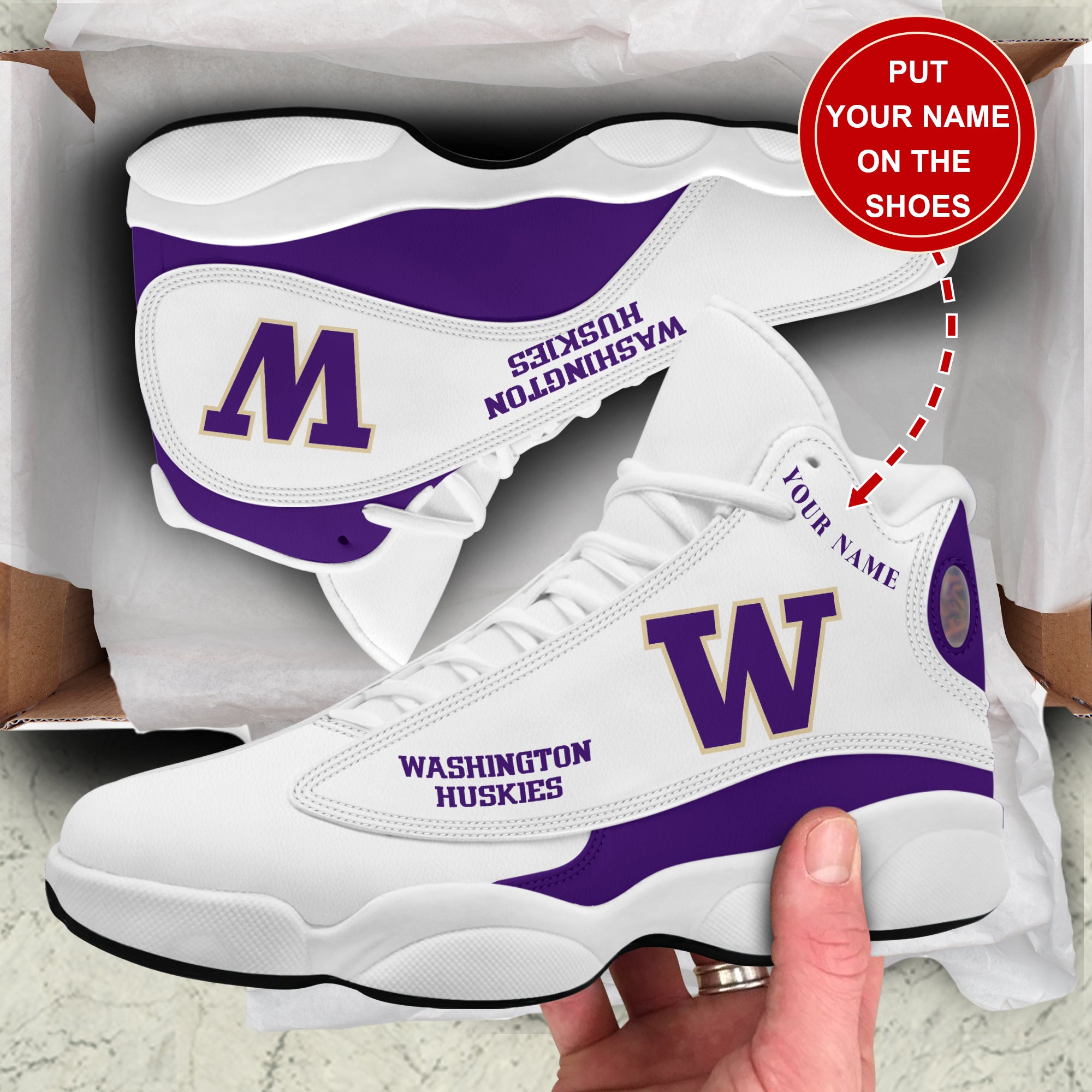 Ideafootwear Washington Huskies AJ13 Sneakers Shoes For Men And Women 2