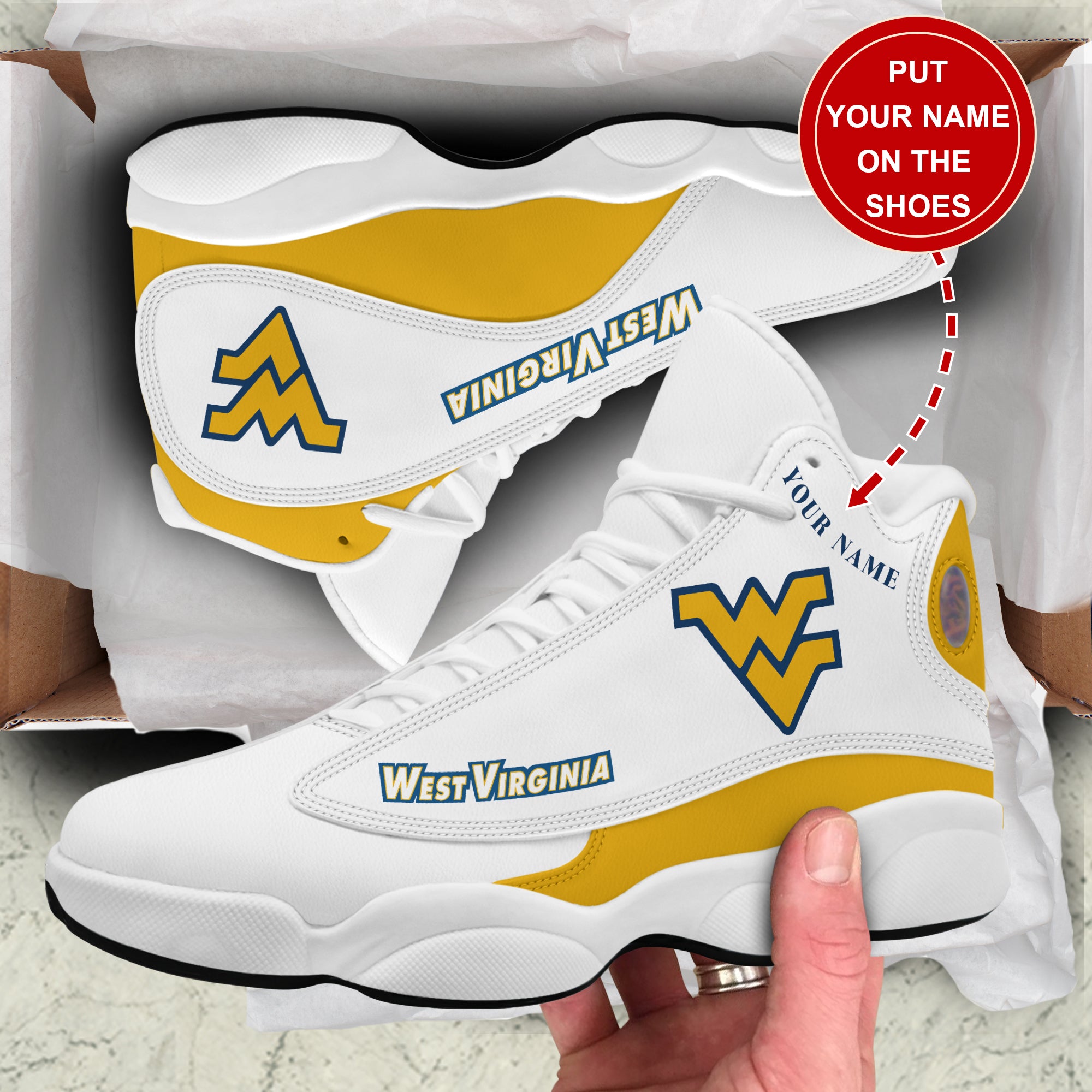 Ideafootwear West Virginia Mountaineers AJ13 Sneakers Shoes For Men And Women 2