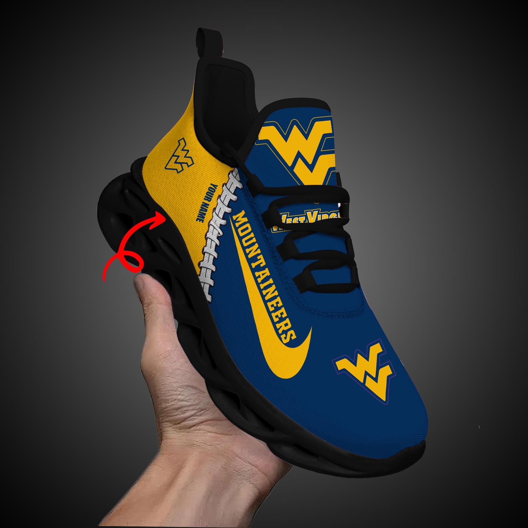 Ideafootwear West Virginia Mountaineers Max Soul Shoes Sneakers For Men And Women 2