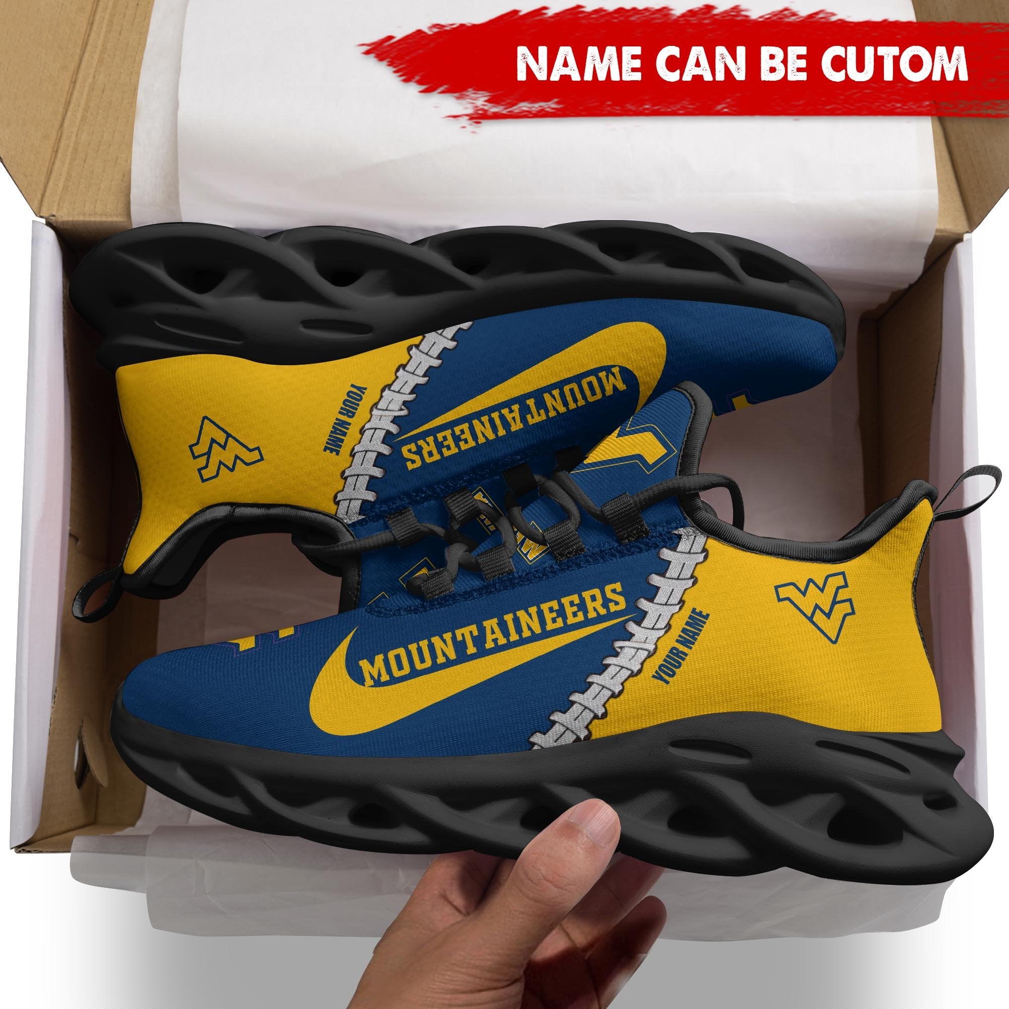 Ideafootwear West Virginia Mountaineers Max Soul Shoes Sneakers For Men And Women 2