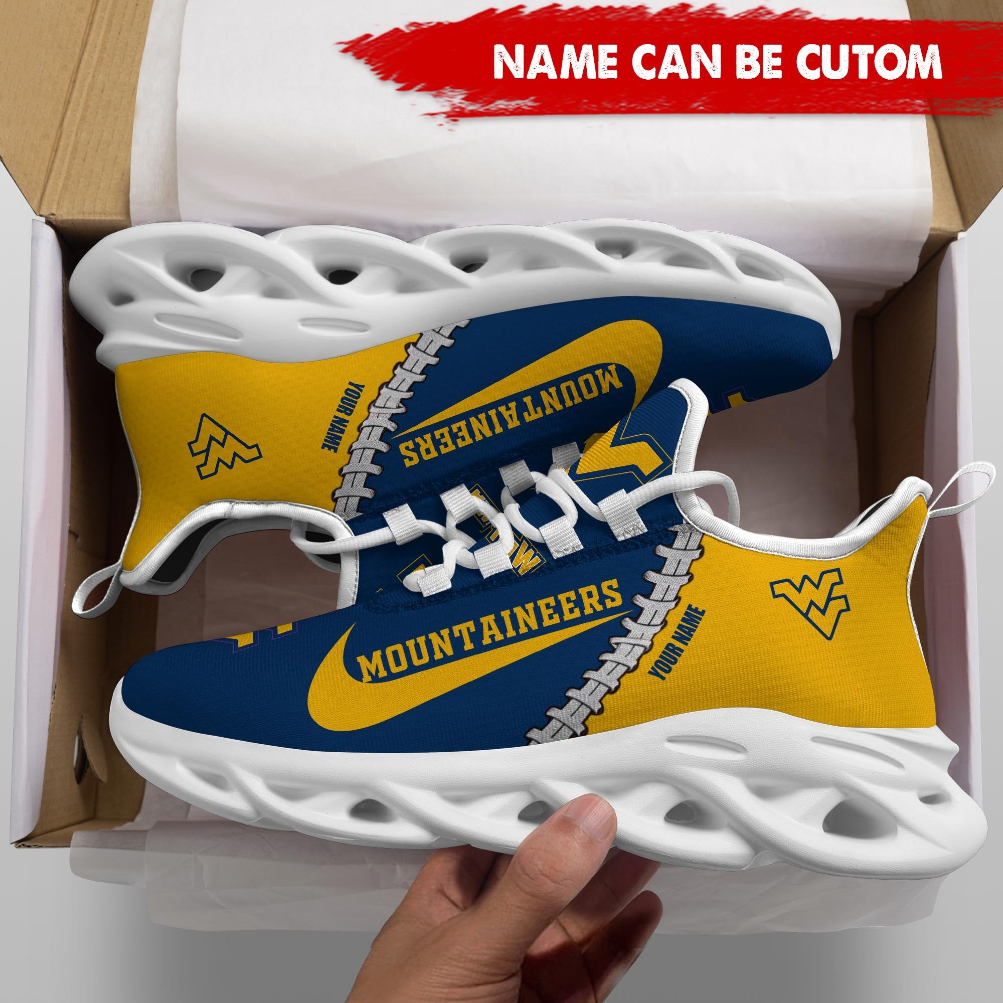 Ideafootwear West Virginia Mountaineers Max Soul Shoes Sneakers For Men And Women 2