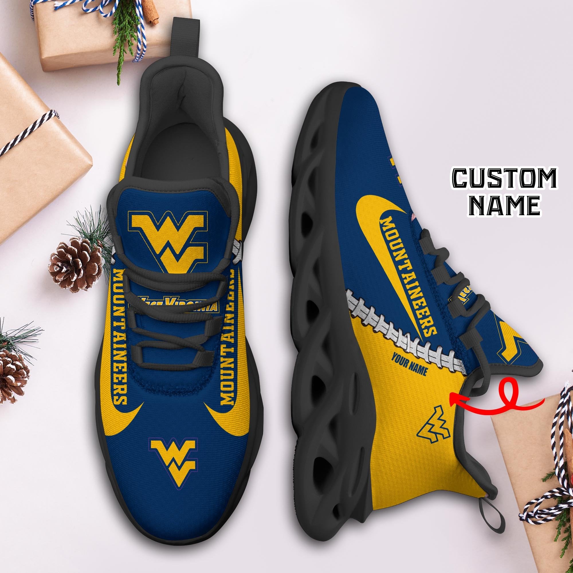 Ideafootwear West Virginia Mountaineers Max Soul Shoes Sneakers For Men And Women 2