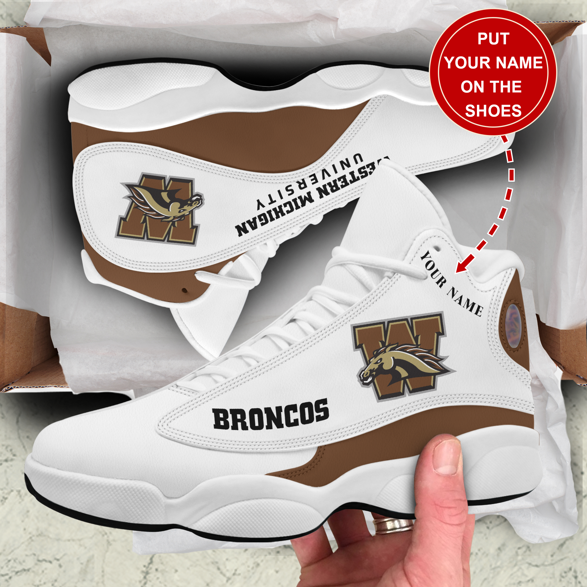 Ideafootwear Western Michigan Broncos AJ13 Sneakers Shoes For Men And Women 1