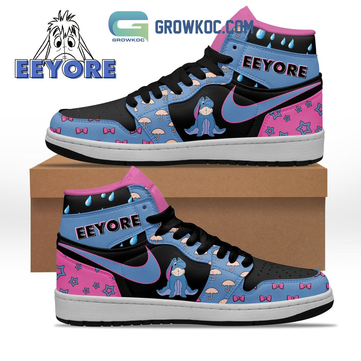 Ideafootwear Winnie the Pooh AJ1 High Sneakers Shoes For Men And Women 2