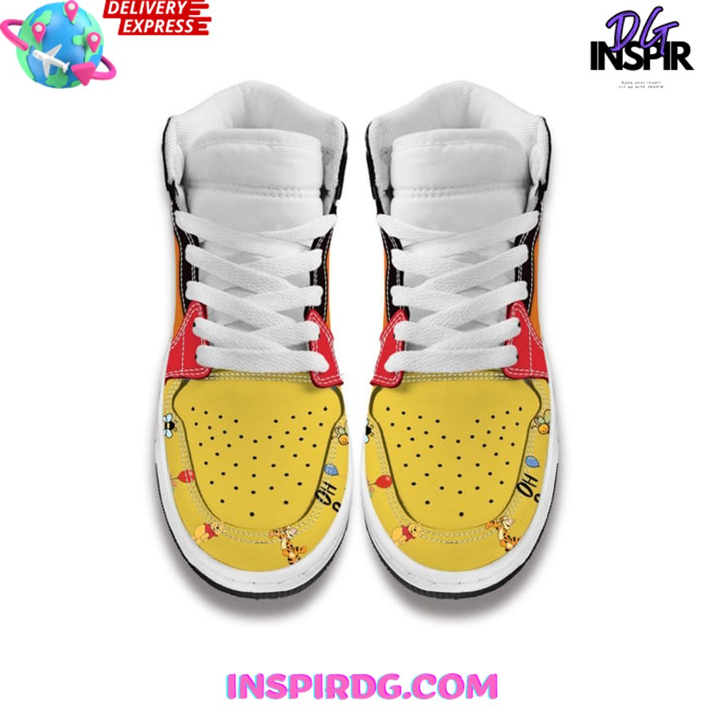 Ideafootwear Winnie the Pooh AJ1 High Sneakers Shoes For Men And Women 4