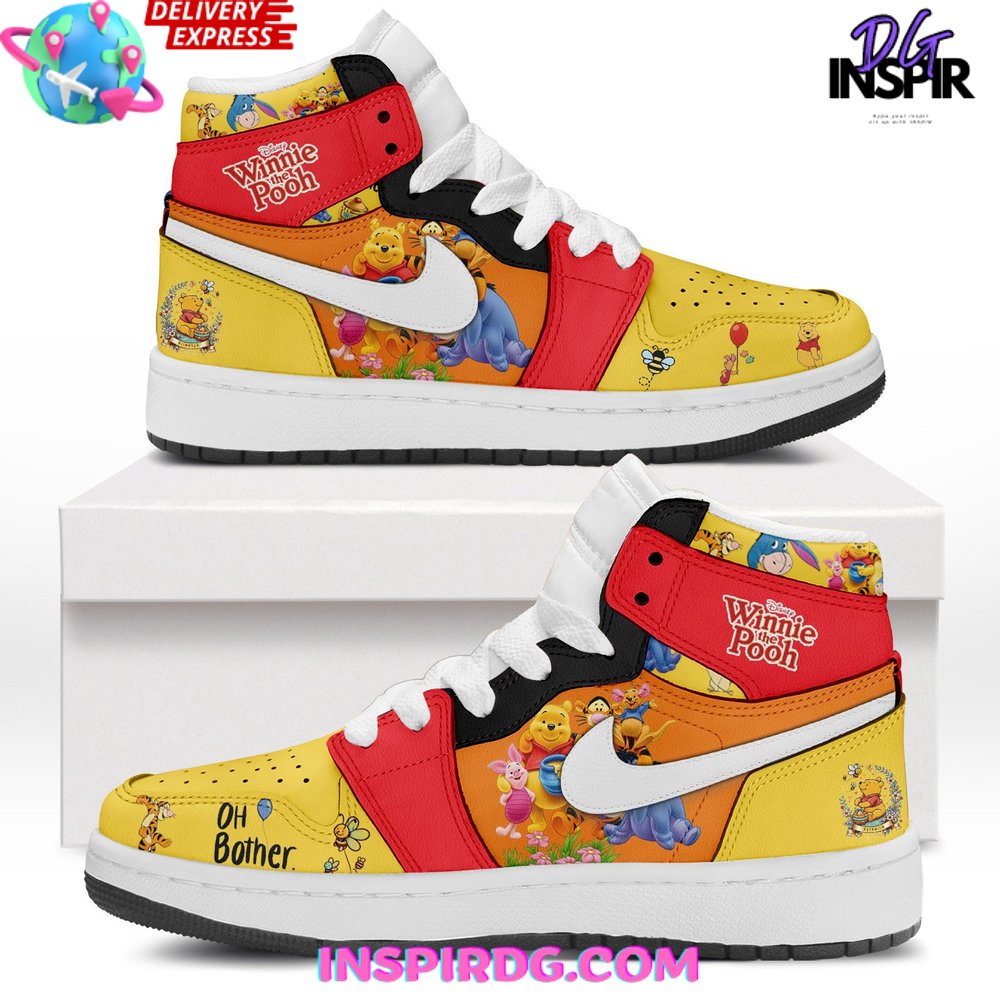 Ideafootwear Winnie the Pooh AJ1 High Sneakers Shoes For Men And Women 4