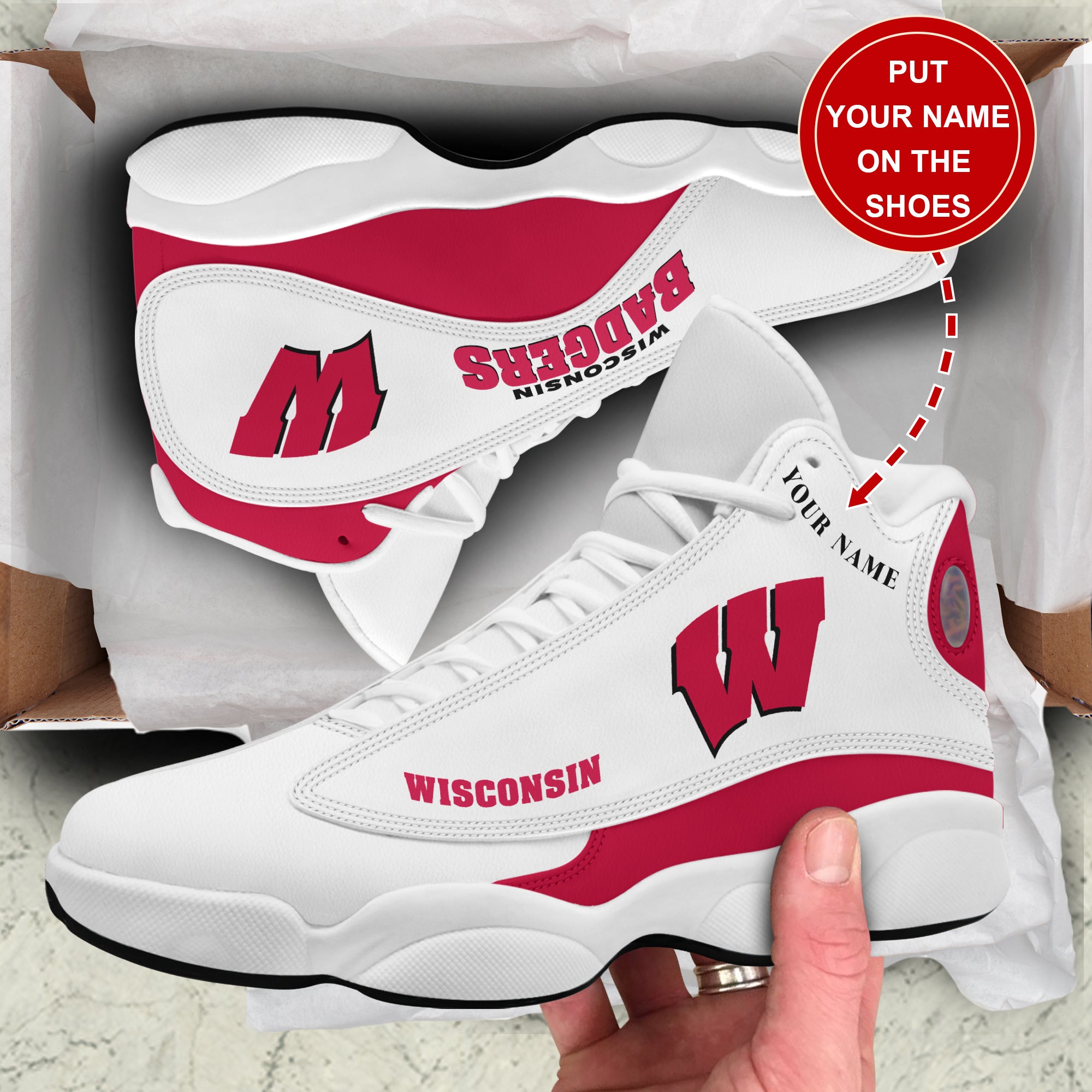 Ideafootwear Wisconsin Badgers AJ13 Sneakers Shoes For Men And Women 1
