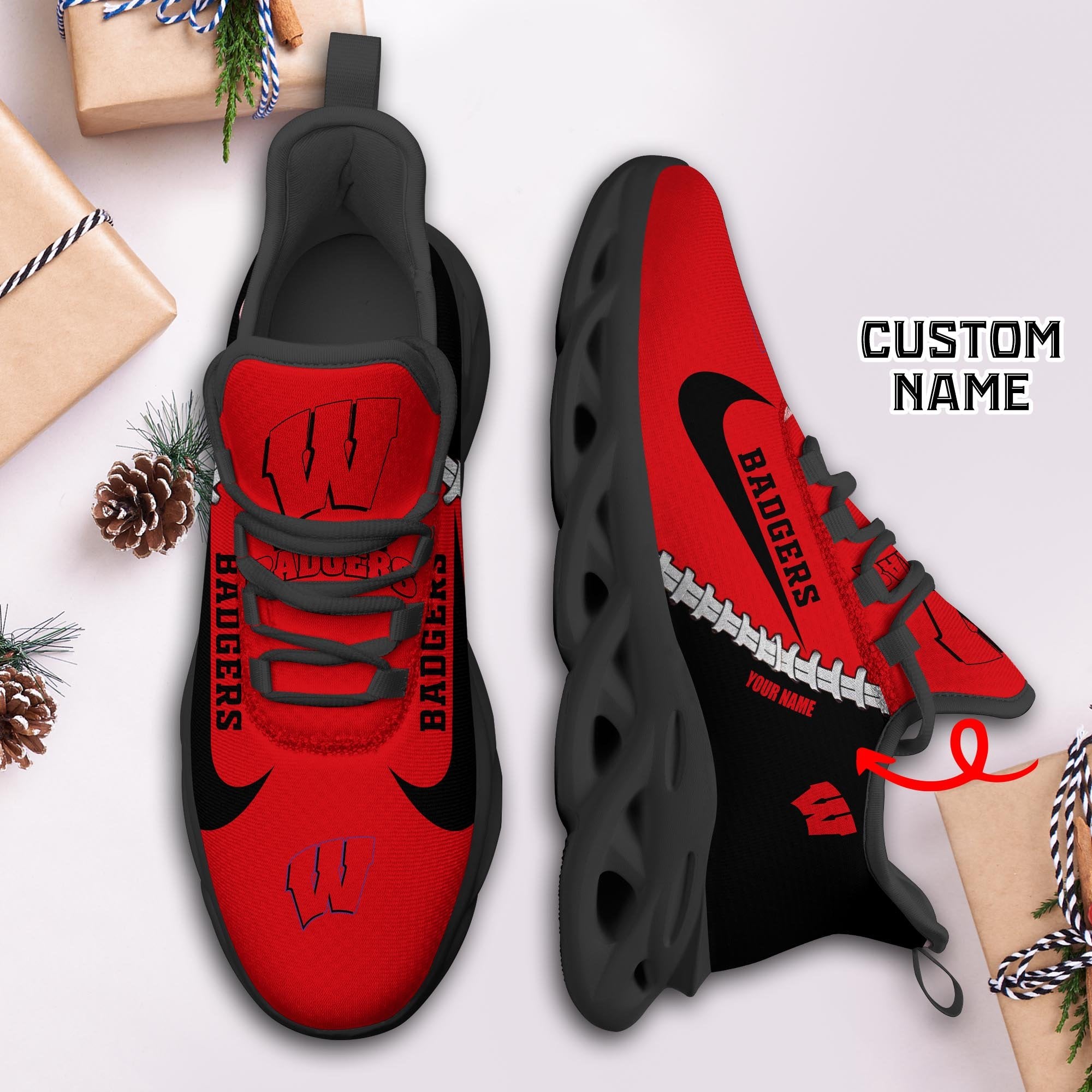 Ideafootwear Wisconsin Badgers Max Soul Shoes Sneakers For Men And Women 2