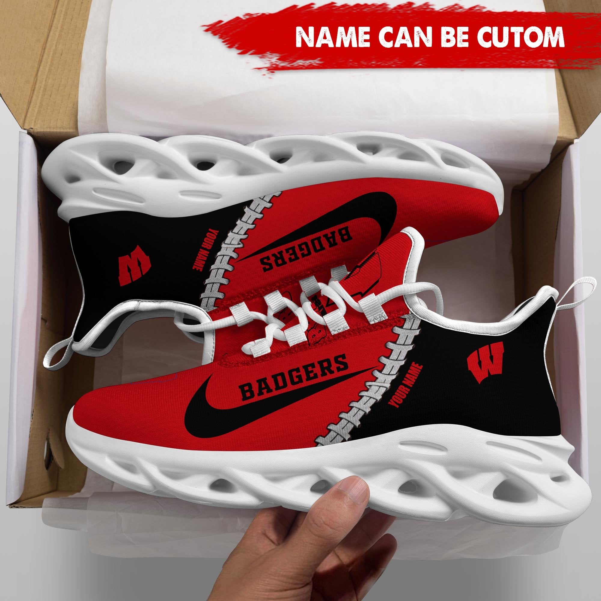 Ideafootwear Wisconsin Badgers Max Soul Shoes Sneakers For Men And Women 2