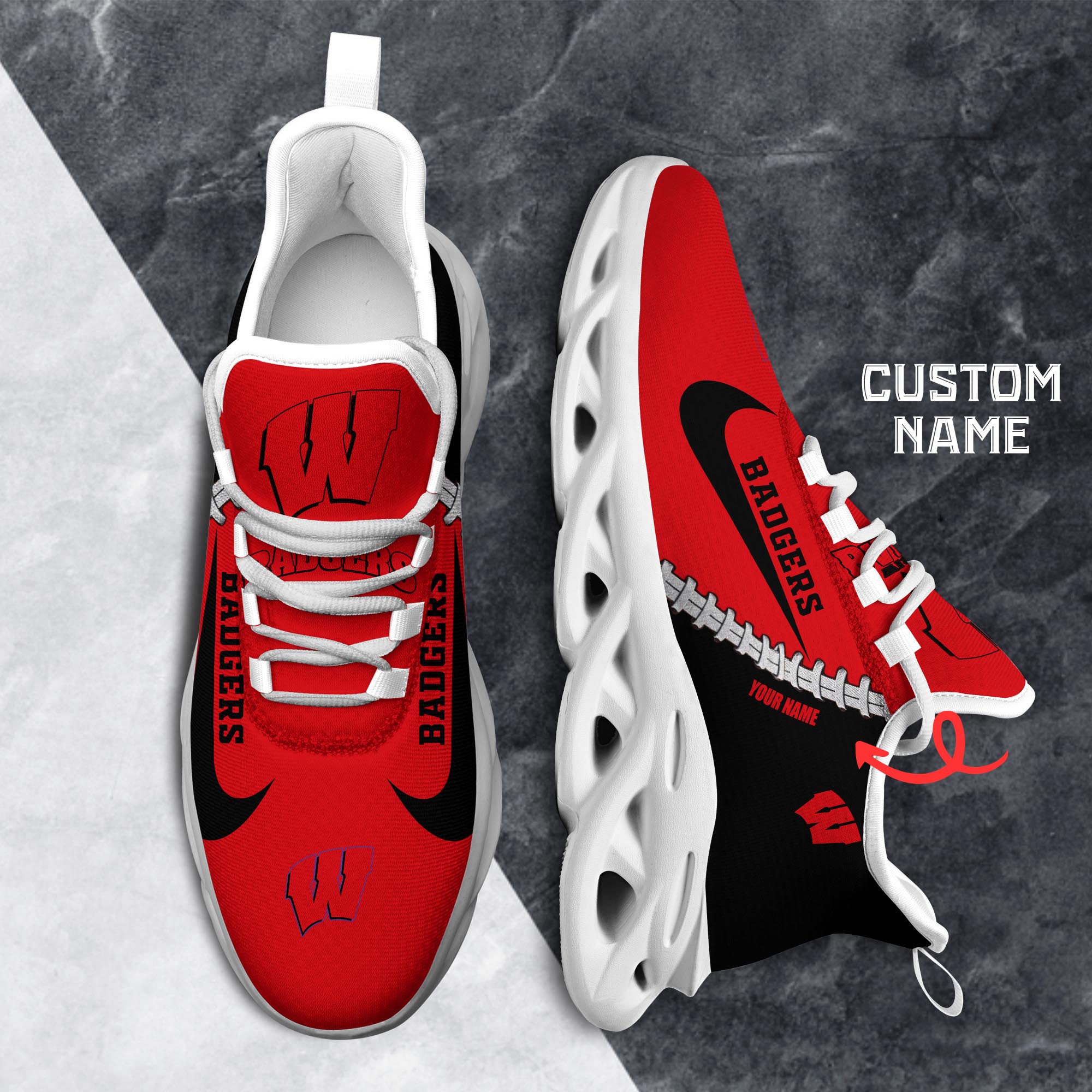 Ideafootwear Wisconsin Badgers Max Soul Shoes Sneakers For Men And Women 2