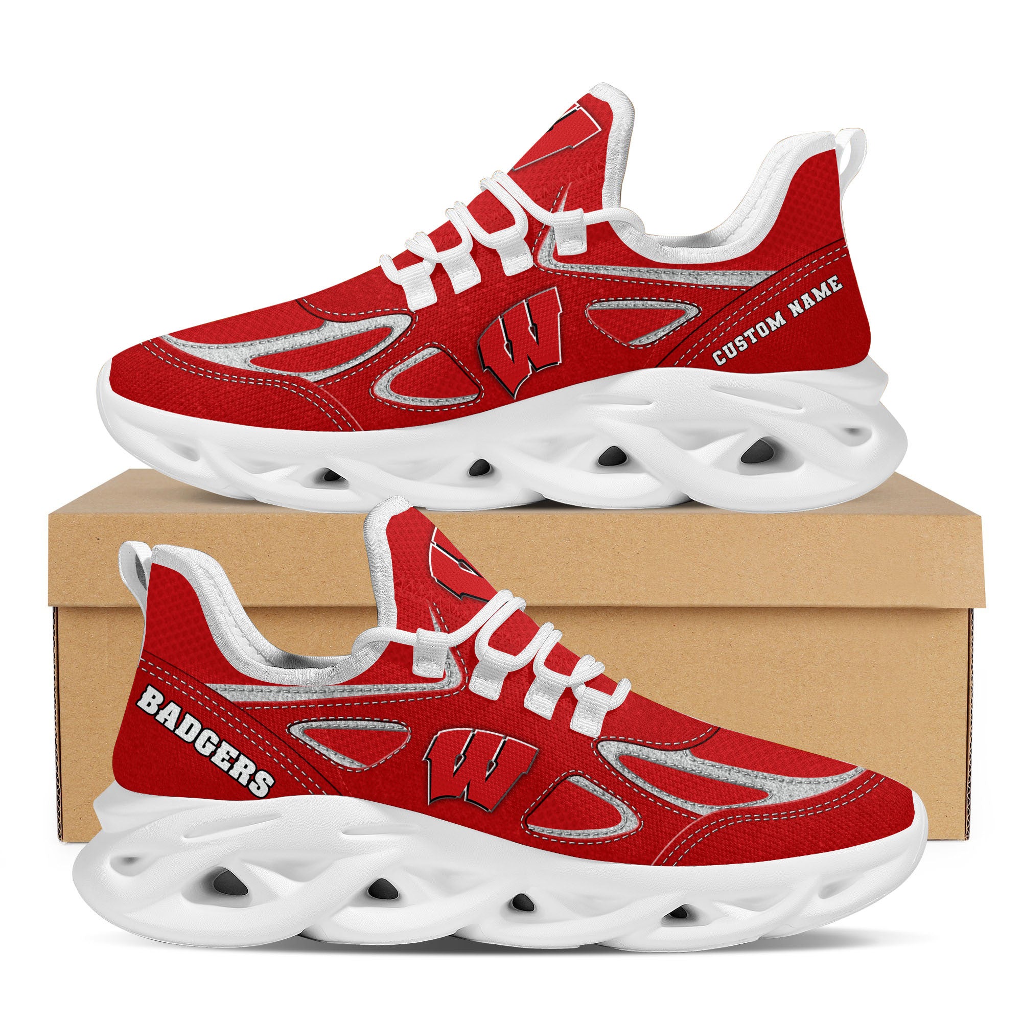 Ideafootwear Wisconsin Badgers Max Soul Shoes Sneakers For Men And Women 4