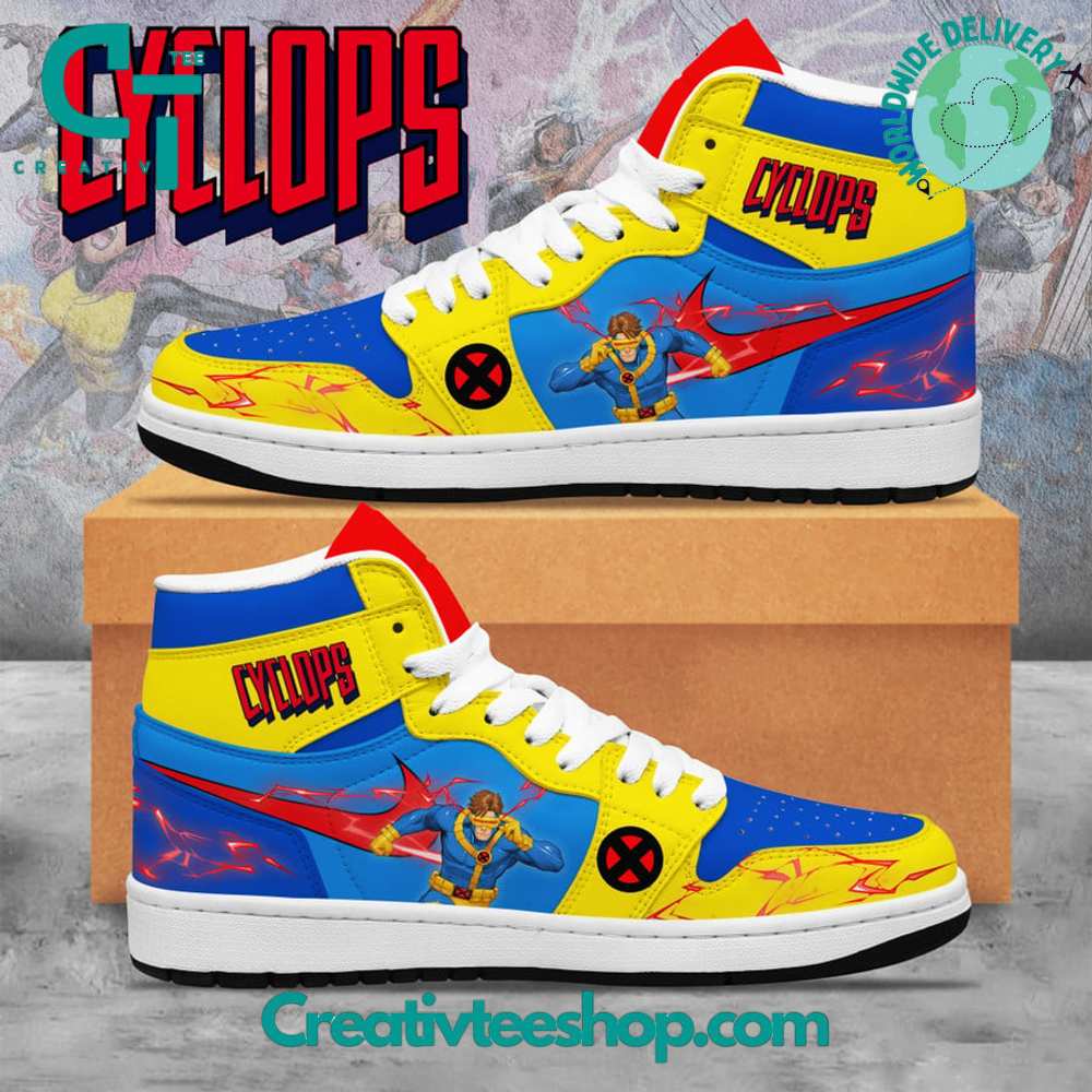 Ideafootwear X-Men Cyclops AJ1 High Sneakers Shoes For Men And Women 1