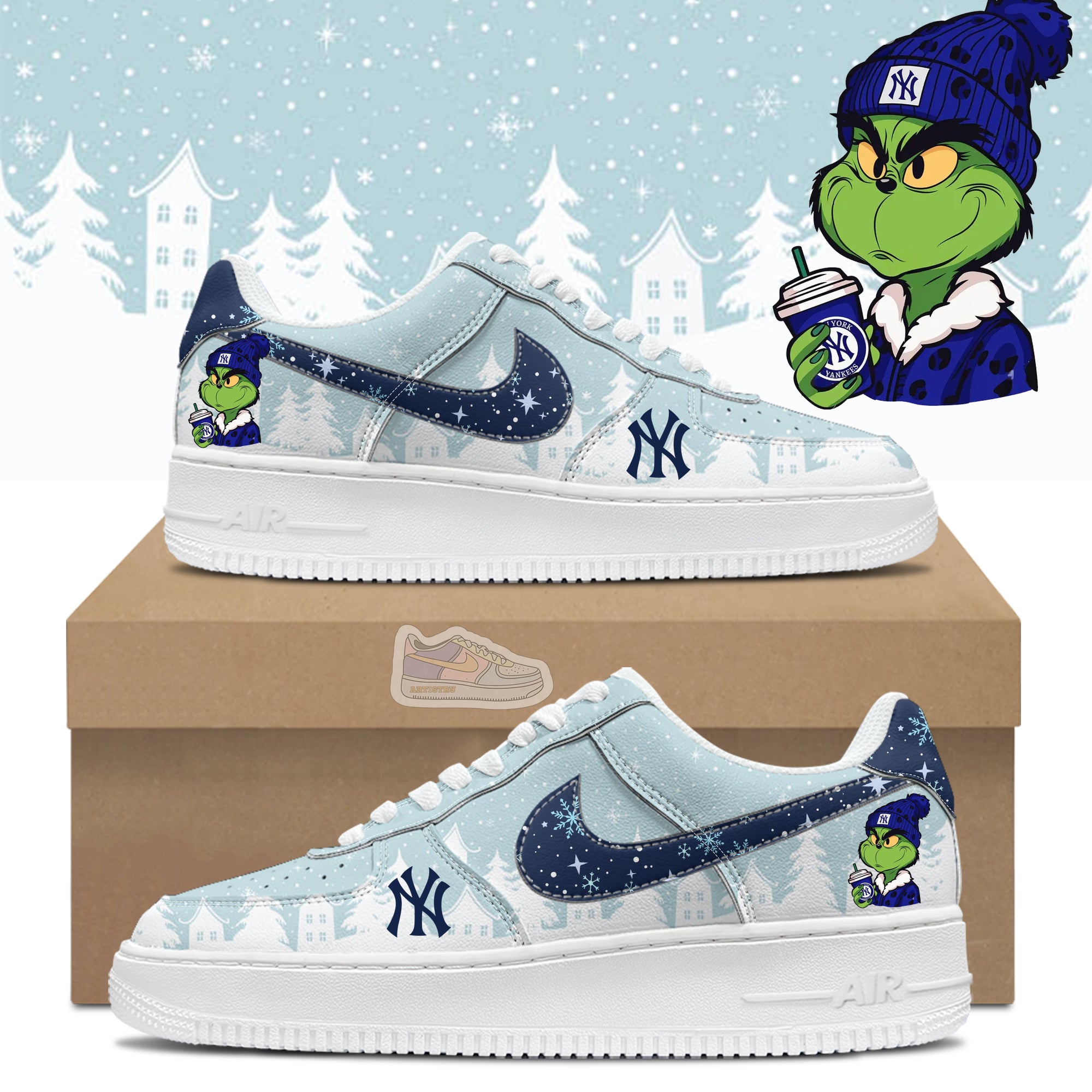 Ideafootwear Yankees Grinchmas Air Low-Top Sneakers Shoes For Men And Women 1
