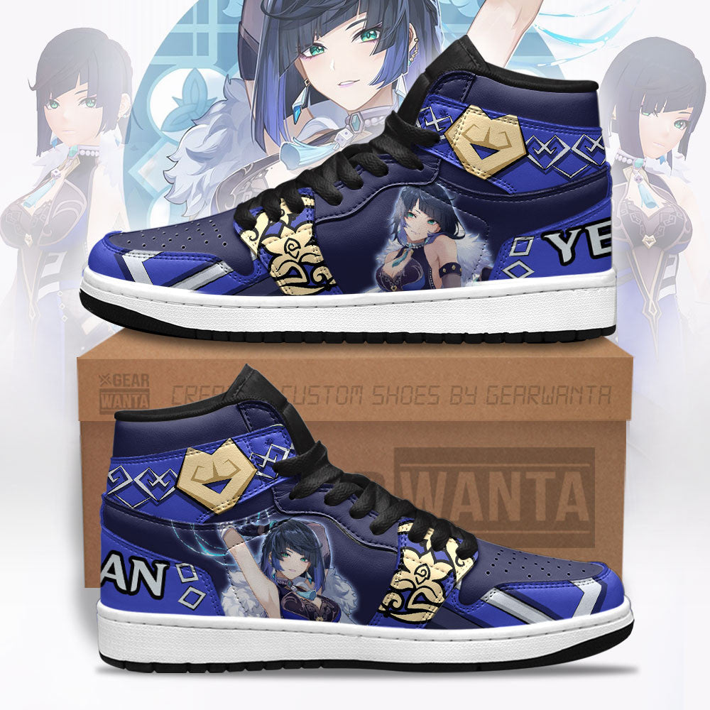 Ideafootwear Yelan Genshin Impact AJ1 High Sneakers Shoes For Men And Women 1
