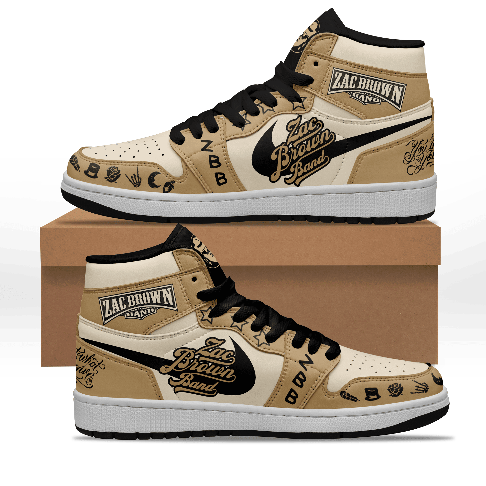 Ideafootwear Zac Brown Band AJ1 High Sneakers Shoes For Men And Women 1
