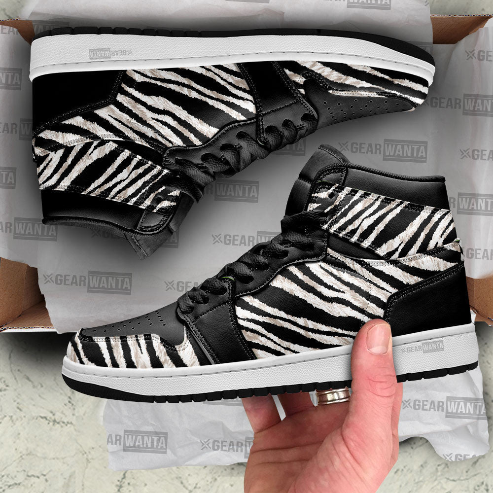 Ideafootwear Zebra Skin AJ1 High Sneakers Shoes For Men And Women 1