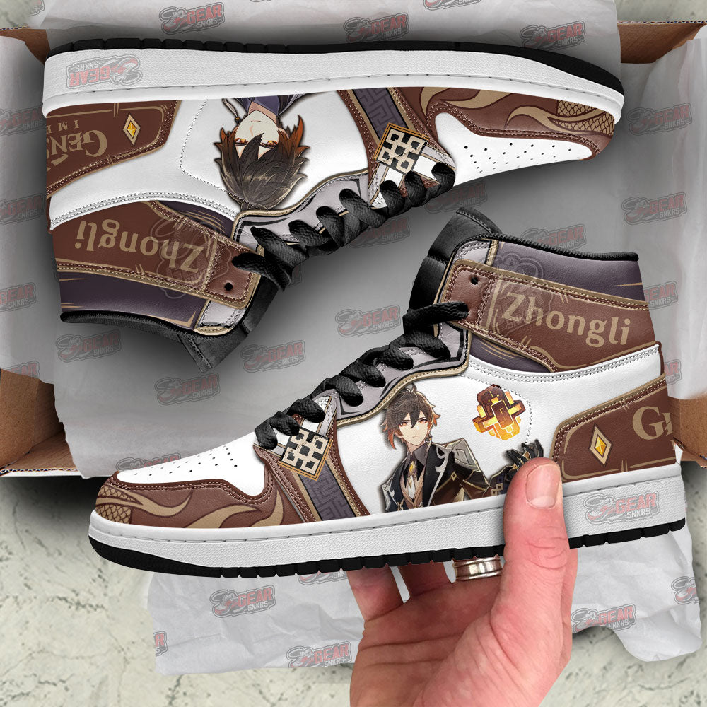 Ideafootwear Zhongli Genshin Impact AJ1 High Sneakers Shoes For Men And Women 2