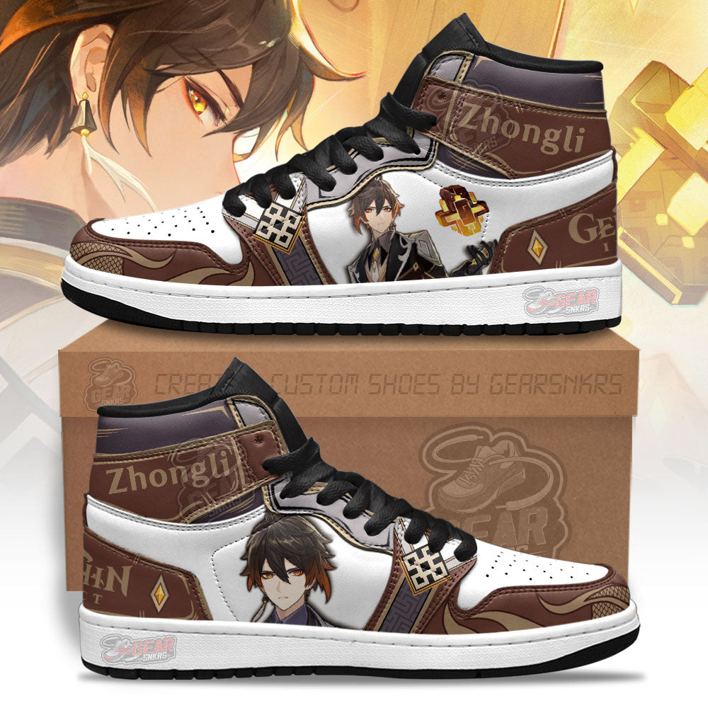Ideafootwear Zhongli Genshin Impact AJ1 High Sneakers Shoes For Men And Women 2