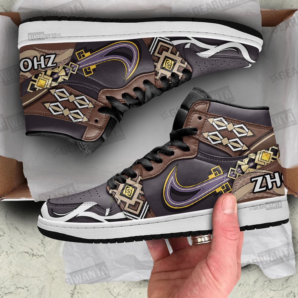 Ideafootwear Zhongli Genshin Impact AJ1 High Sneakers Shoes For Men And Women 3