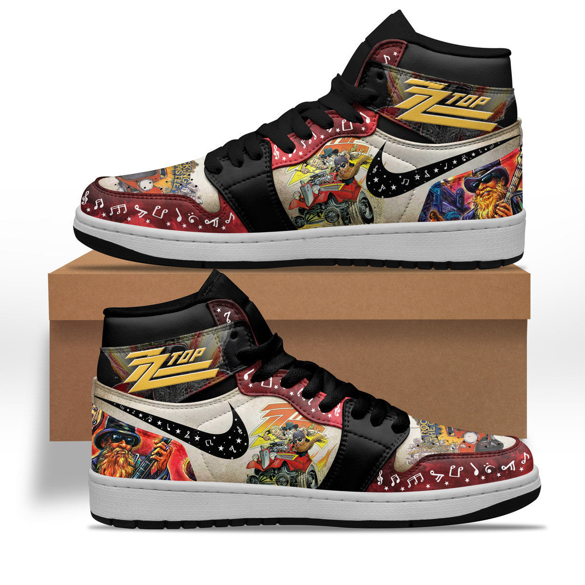 Ideafootwear ZZ Top AJ1 High Sneakers Shoes For Men And Women 1