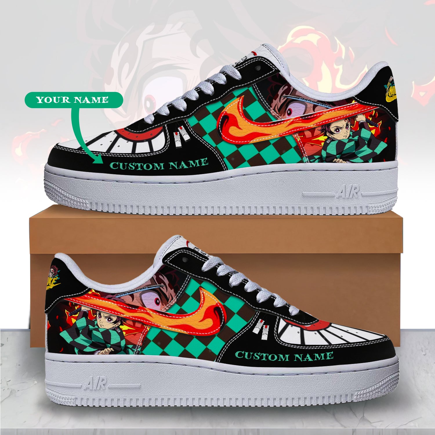 Ideafootwear Demon Slayer x Kamado Tanjiro Air Low-Top Sneakers Shoes For Men And Women 1
