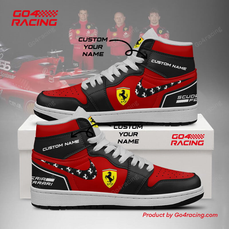 Ideafootwearh Scuderia Ferrari AJ1 High Sneakers Shoes For Men And Women 4