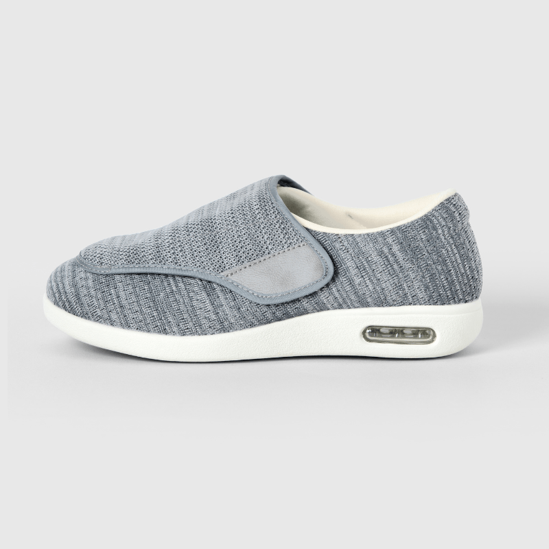 Chloe Stretch No-Tie Wide Shoes w/ Adjustable Closure - Silver