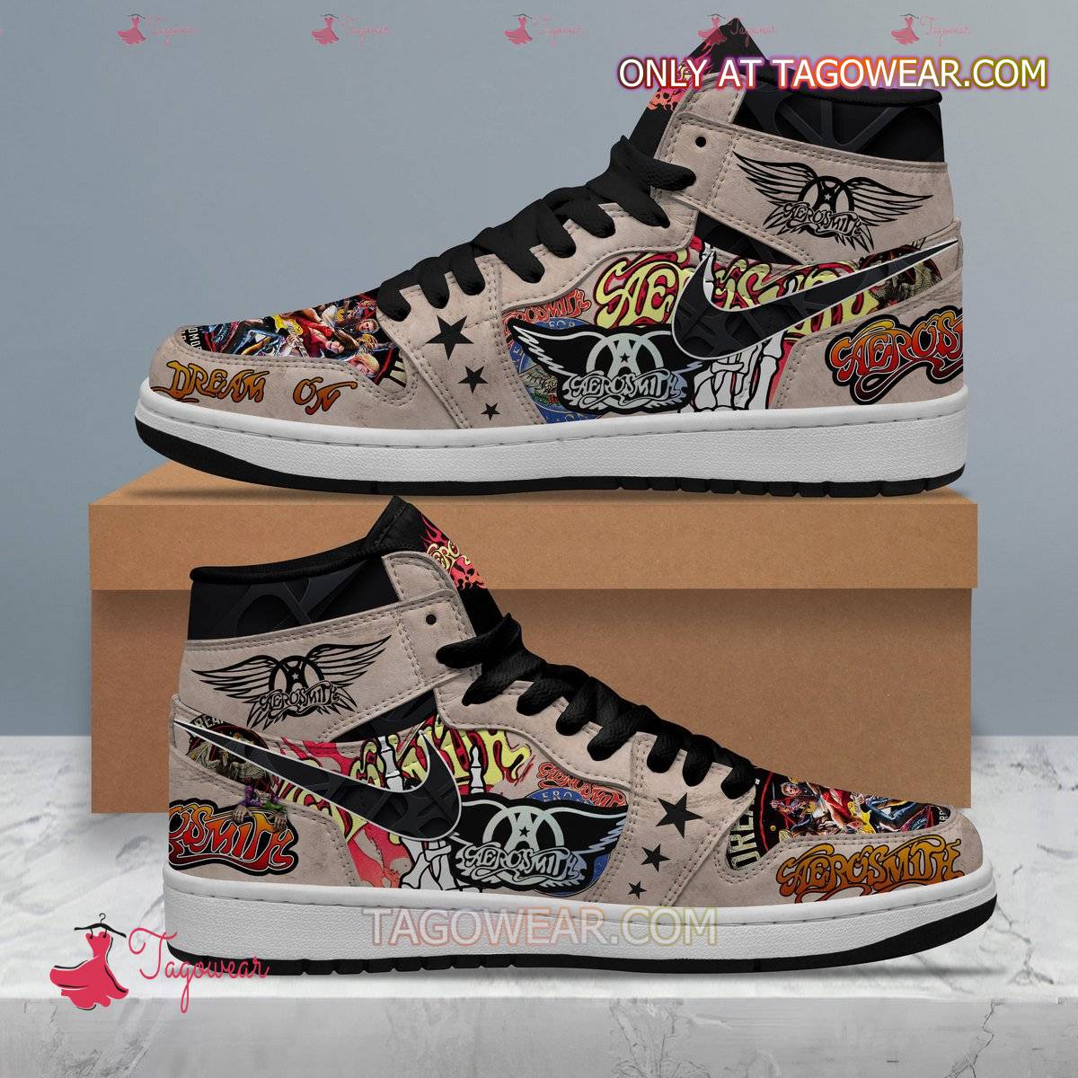 Ideafootwear Aerosmith AJ1 High Sneakers Shoes For Men And Women