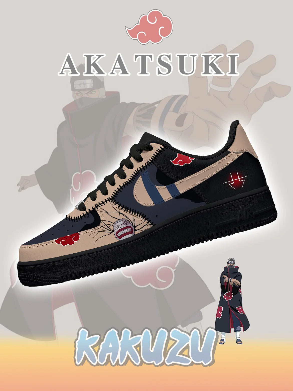 Ideafootwear Akatsuki Kakuzu  Air Low-Top Sneakers Shoes For Men And Women 1