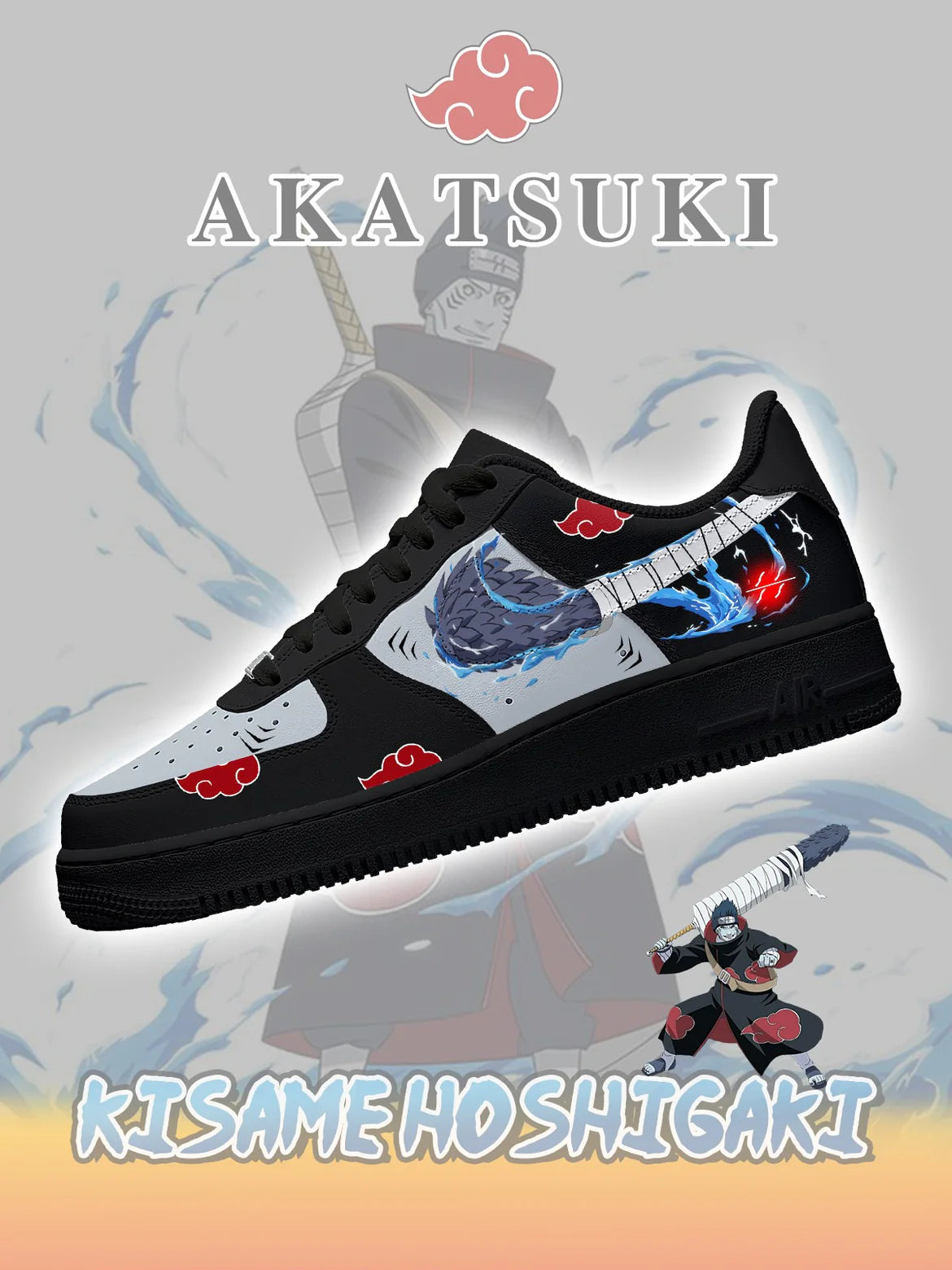 Ideafootwear Akatsuki Kisame Hoshigaki  Air Low-Top Sneakers Shoes For Men And Women 1