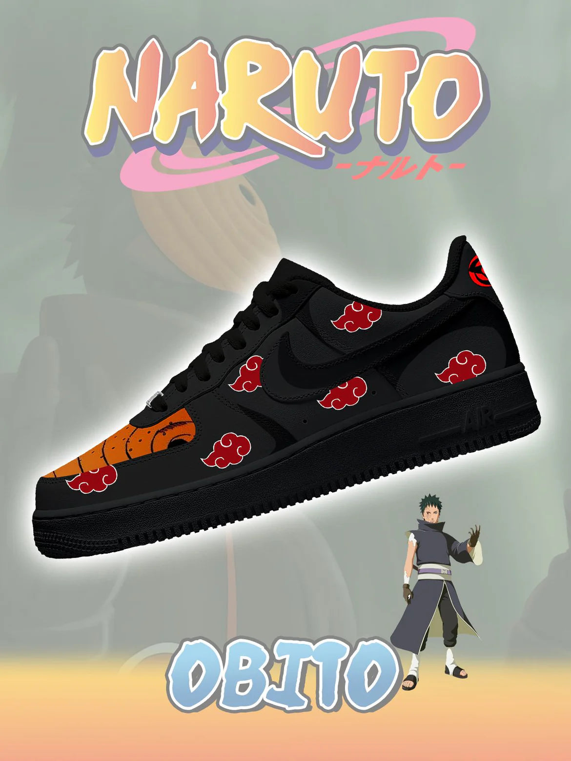 Ideafootwear Akatsuki Obito  Air Low-Top Sneakers Shoes For Men And Women 1